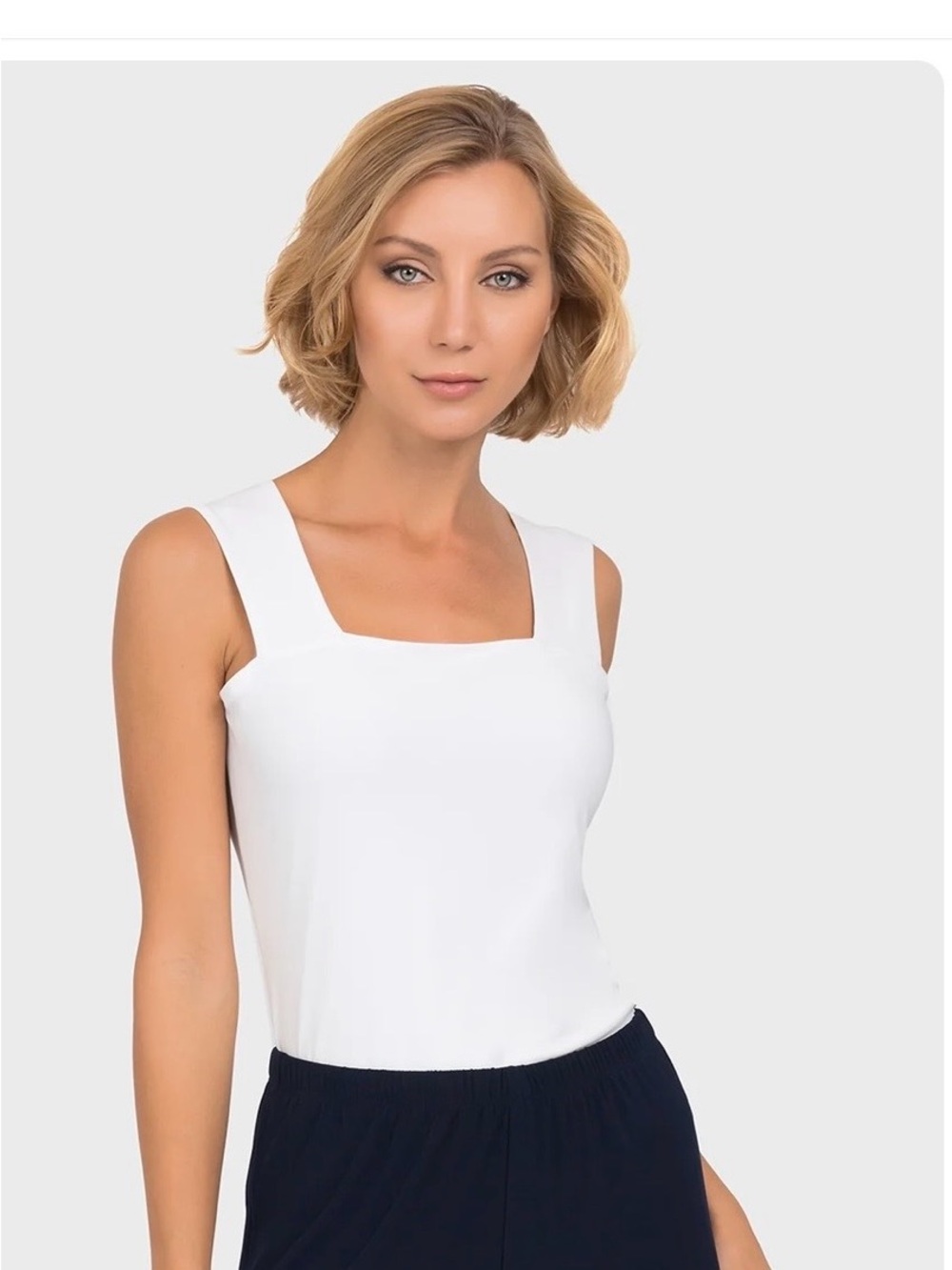 Joseph Ribkoff White Square-Neck Tank with Wide Straps